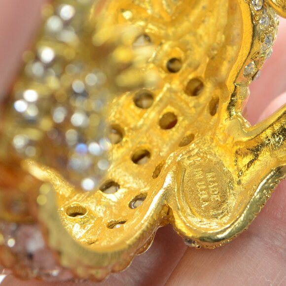 Kenneth Jay Lane KJL Gold & Crystal Alligator Cuff Bracelet - Picture 10 of 11